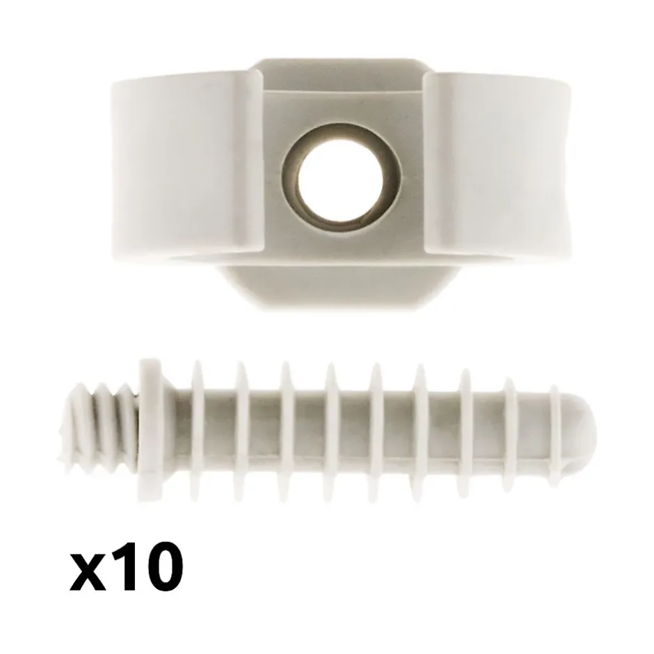 Lot de 10 clips avec chevilles diamètre 25mm - Gris --Zenitech New