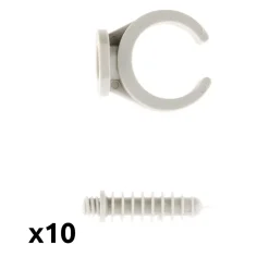 Lot de 10 clips avec chevilles diamètre 25mm - Gris --Zenitech New