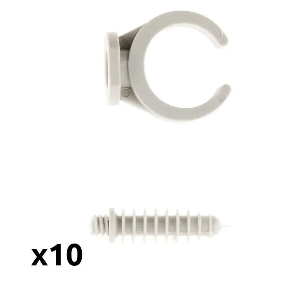 Lot de 10 clips avec chevilles diamètre 25mm - Gris --Zenitech New
