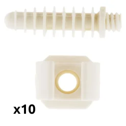 Lot de 10 clips avec chevilles diamètre 16mm - Blanc --Zenitech Outlet