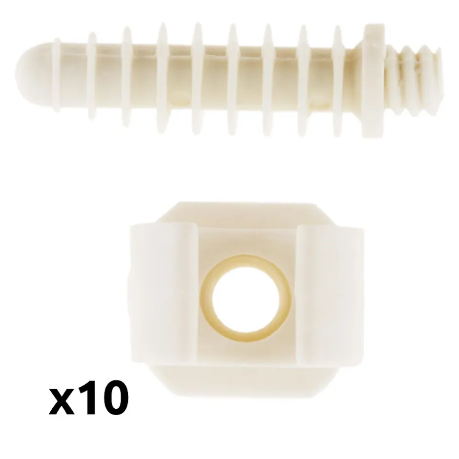 Lot de 10 clips avec chevilles diamètre 16mm - Blanc --Zenitech Outlet