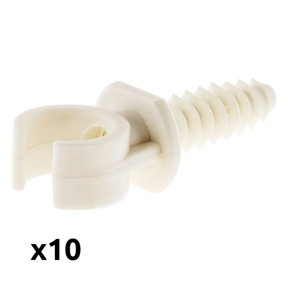 Lot de 10 clips avec chevilles diamètre 16mm - Blanc --Zenitech Outlet