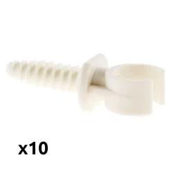 Lot de 10 clips avec chevilles diamètre 16mm - Blanc --Zenitech Outlet