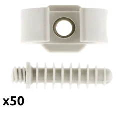 Lot de 50 clips avec chevilles diamètre 20mm - Gris --Zenitech Clearance