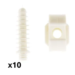 Lot de 10 clips avec chevilles diamètre 20mm - Blanc --Zenitech Sale