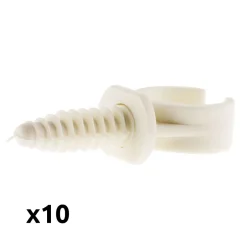Lot de 10 clips avec chevilles diamètre 20mm - Blanc --Zenitech Sale