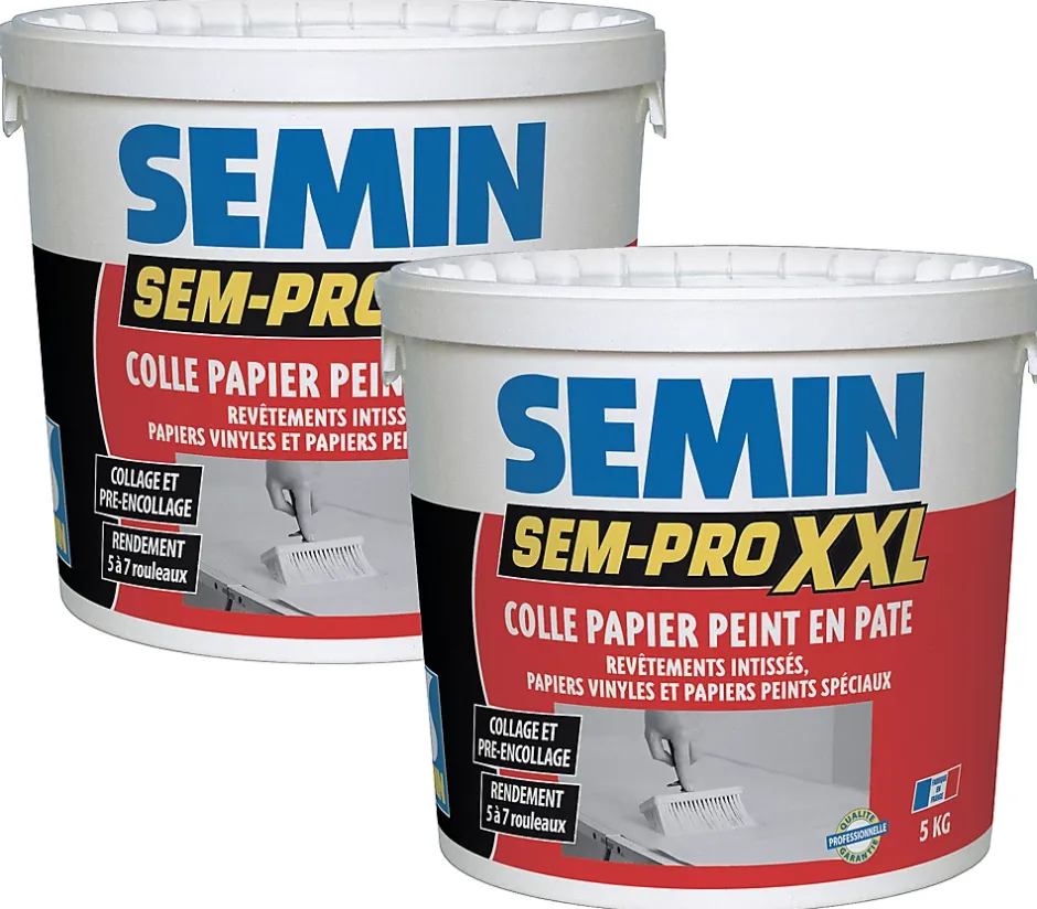 Lot de 2 colles Papiers Peints en Pâte Sem-Pro XXL, Prêt à l'Emploi, Seau de 5 kg^Semin Hot