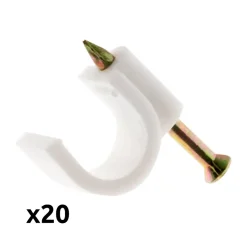 Lot de 20 crochets fixation diamètre 5mm - Blanc -^Zenitech Hot