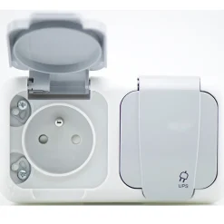 Lot de 5 double prise 2P+T étanche IP54- - Gris - NF^Viko By Panasonic Clearance