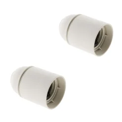 Lot de 2 douilles lisses sans bague E27 - Blanc --Zenitech New