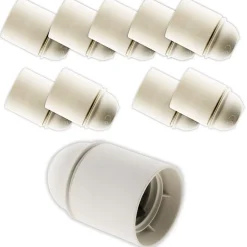 Lot de 10 douilles lisses sans bague E27 - Blanc --Zenitech Clearance