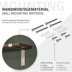 Lot de 2 Equerres d'Etagere murale support robuste en métal gris^Ml-Design