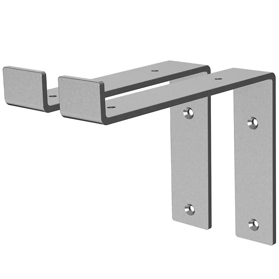 Lot de 2 Equerres d'Etagere murale support robuste en métal gris^Ml-Design