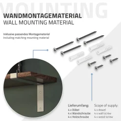 Lot de 2 Equerres d'Etagere murale support robuste en métal gris-Ml-Design Best