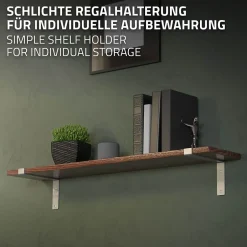 Lot de 2 Equerres d'Etagere murale support robuste en métal gris-Ml-Design Best