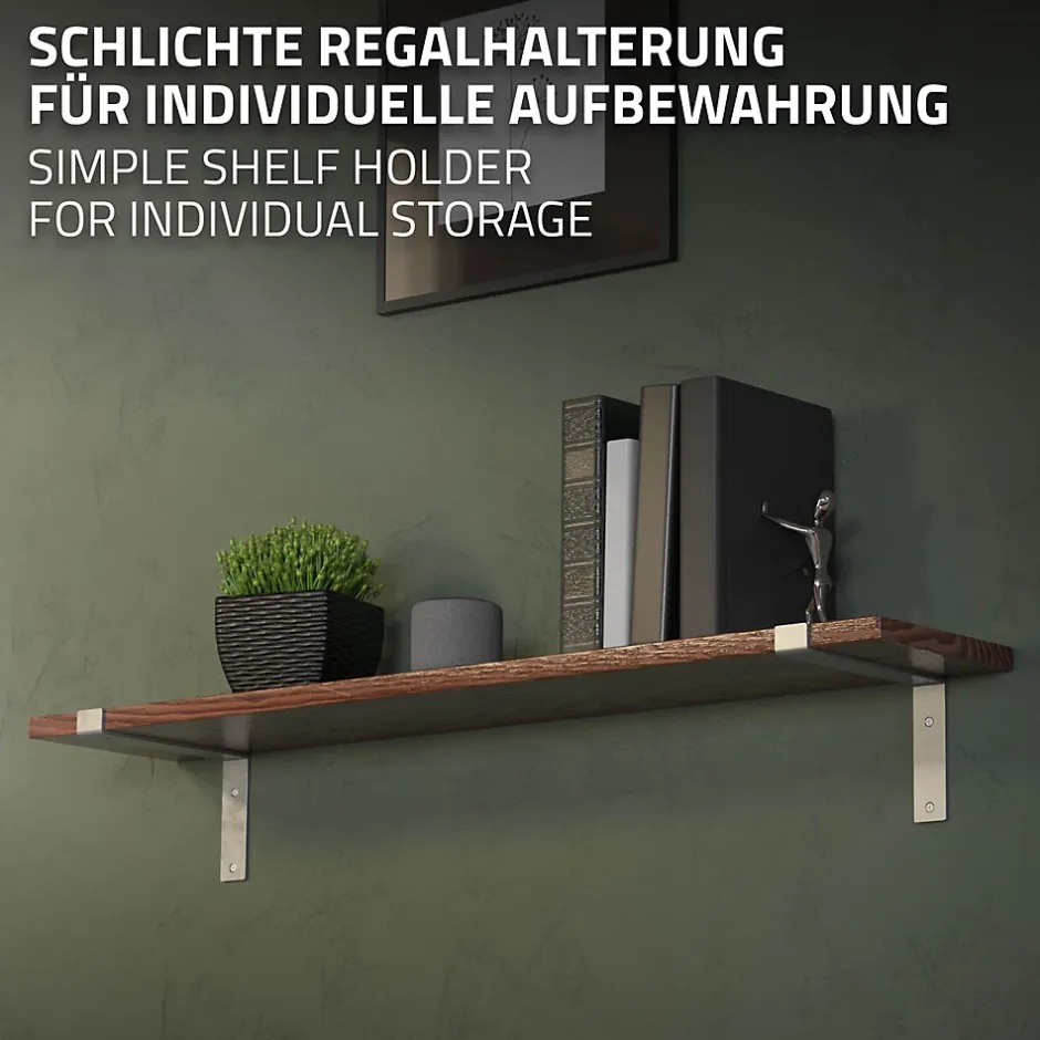 Lot de 2 Equerres d'Etagere murale support robuste en métal gris-Ml-Design Best