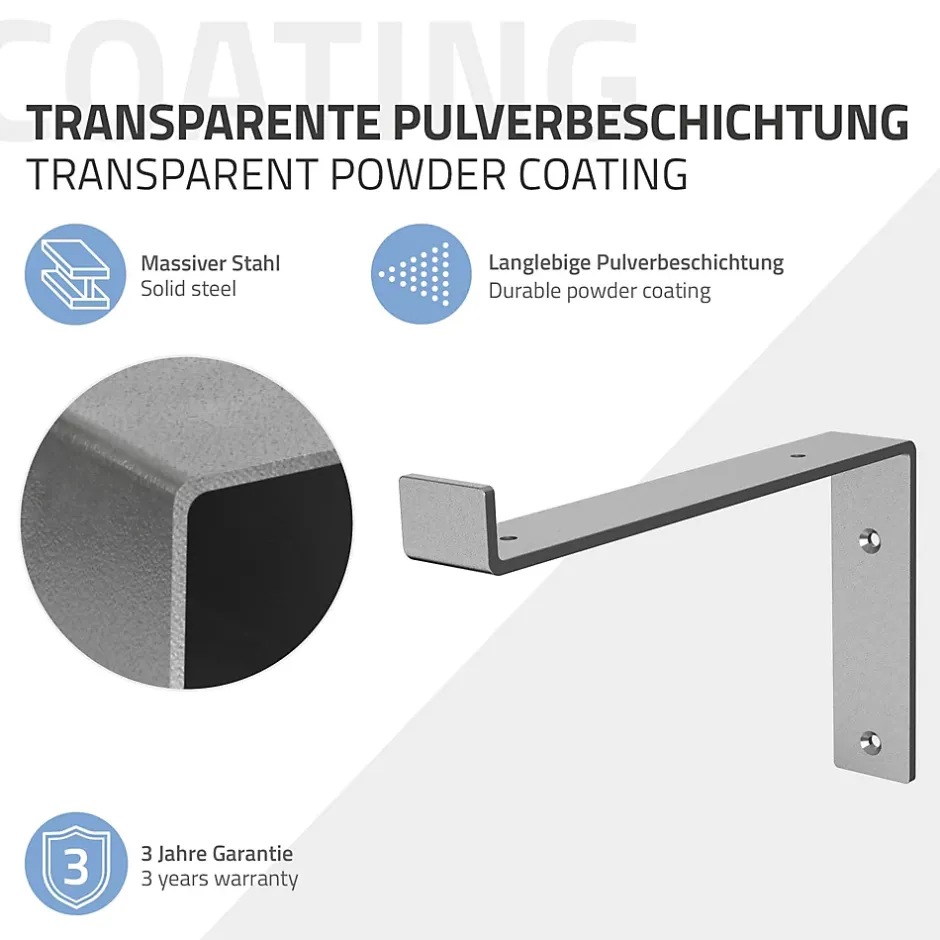 Lot de 2 Equerres d'Etagere murale support robuste en métal gris-Ml-Design Best