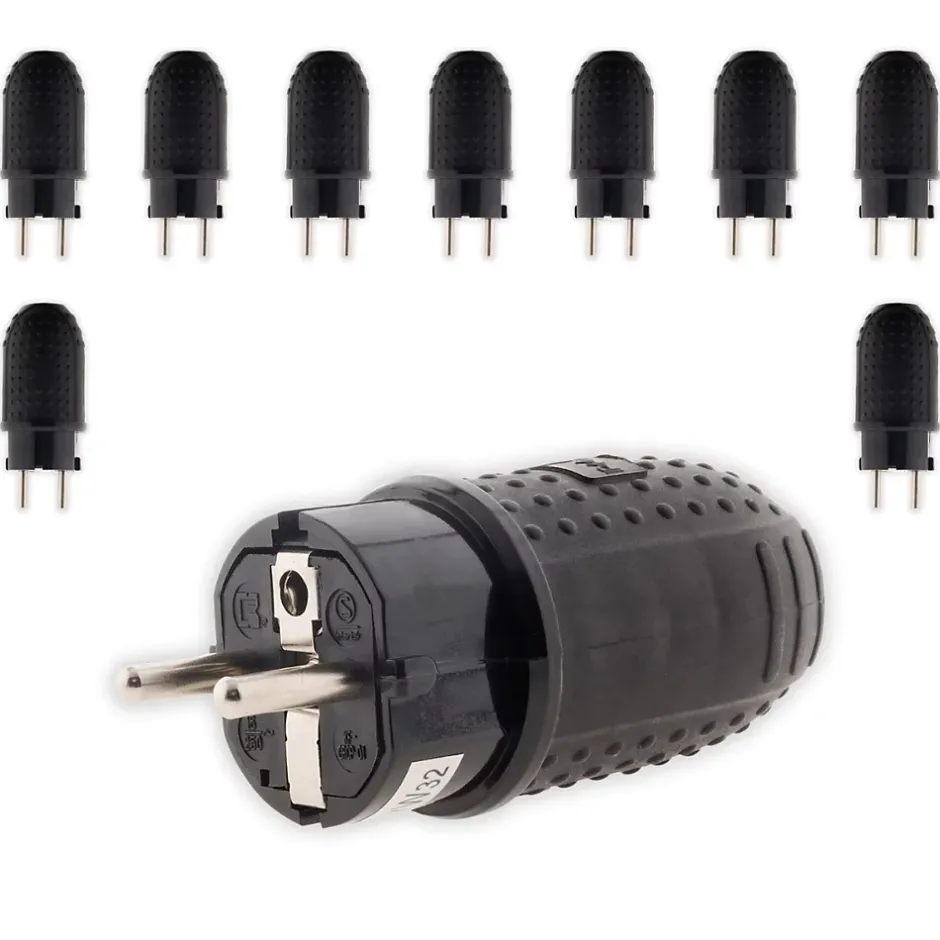 Lot de 10 fiches caoutchouc mâles 16A 2P+T -^Zenitech Best