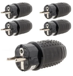 Lot de 5 fiches caoutchouc mâles 16A 2P+T --Zenitech Clearance