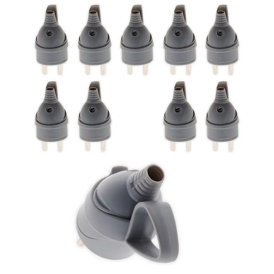 Lot de 10 fiches mâles anneau -16A 2P+T - Gris --Zenitech Hot