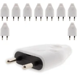 Lot de 10 fiches mâles 2P 6A - Blanc -^Zenitech New