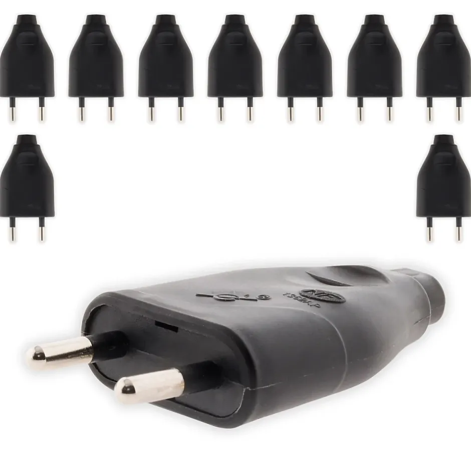 Lot de 10 fiches mâles 2P 6A - Noir -^Zenitech Discount