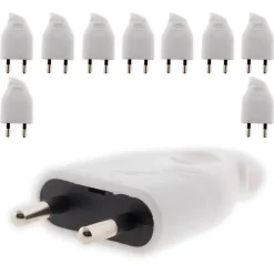 Lot de 10 fiches mâles 2P 6A latérales - Blanc --Zenitech Clearance