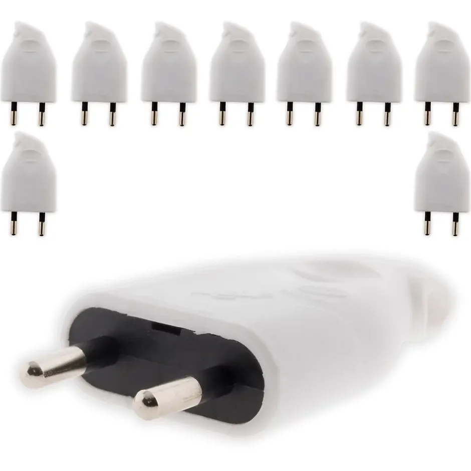 Lot de 10 fiches mâles 2P 6A latérales - Blanc --Zenitech Clearance