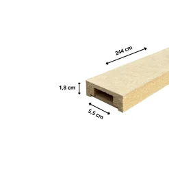 Lot de 10 Goulottes MDF Passes-câbles à couvercle, L.2.44 m x H.5.5 cm, Ep. 18 mm-Wood&Sens New