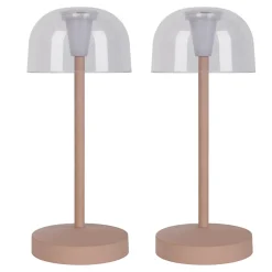 Lot de 2 lampes de table LED rechargeables Gomba extérieur intérieur métal plastique Frosted Almond hauteur 18,5cm^Näve Clearance