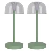 Lot de 2 lampes de table LED rechargeables 'Gomba' pour l'extérieur et l'intérieur, en métal et plastique menthe, hauteur 18,5 cm-Näve Clearance