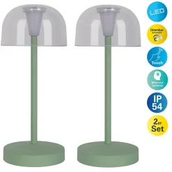 Lot de 2 lampes de table LED rechargeables 'Gomba' pour l'extérieur et l'intérieur, en métal et plastique menthe, hauteur 18,5 cm-Näve Clearance