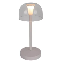 Lot de 2 lampes de table LED rechargeables 'Gomba' pour l'extérieur et l'intérieur, en métal et plastique blanc , hauteur 18,5 cm^Näve Clearance