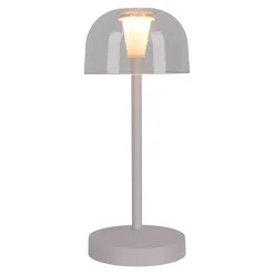 Lot de 2 lampes de table LED rechargeables 'Gomba' pour l'extérieur et l'intérieur, en métal et plastique blanc , hauteur 18,5 cm^Näve Clearance