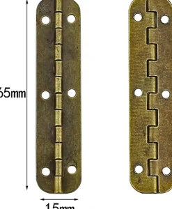 Lot de 10 mini charnières vintage en laiton pour meubles, tiroirs, portes, armoires, boîtes à bijoux, 65 x 15 mm, avec 60 vis-Deko