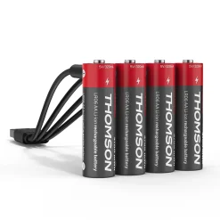 Lot de 4 Piles AA - LR06 Li-ion 1,5V rechargeables par USB-C avec câble multi USB - 520300-Thomson