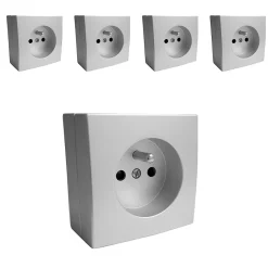 Lot de 5 prises 2 pôles + terre Bel'Vue --Zenitech Sale