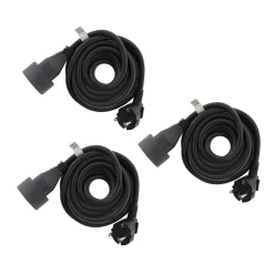 Lot de 3 prolongateurs 16A HO5VV-F 3G1,5mm² - Noir 3m --Zenitech