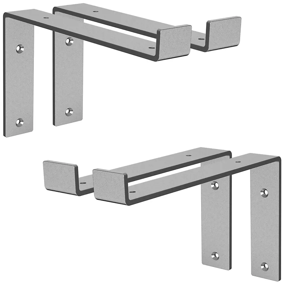 Lot de 4 équerre d'Etagere murale équerre fixation en métal gris^Ml-Design Outlet