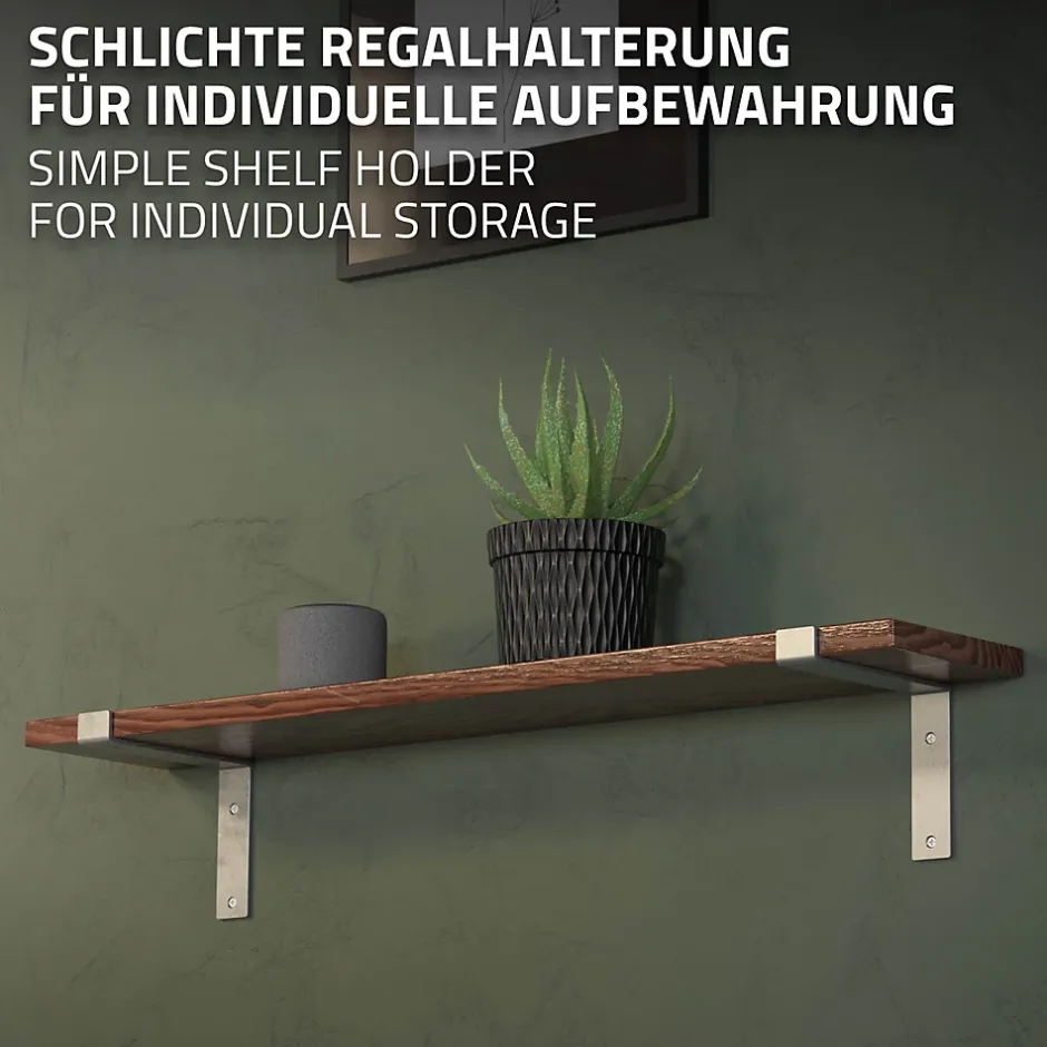 Lot de 4 équerre d'Etagere murale équerre fixation en métal gris-Ml-Design Best