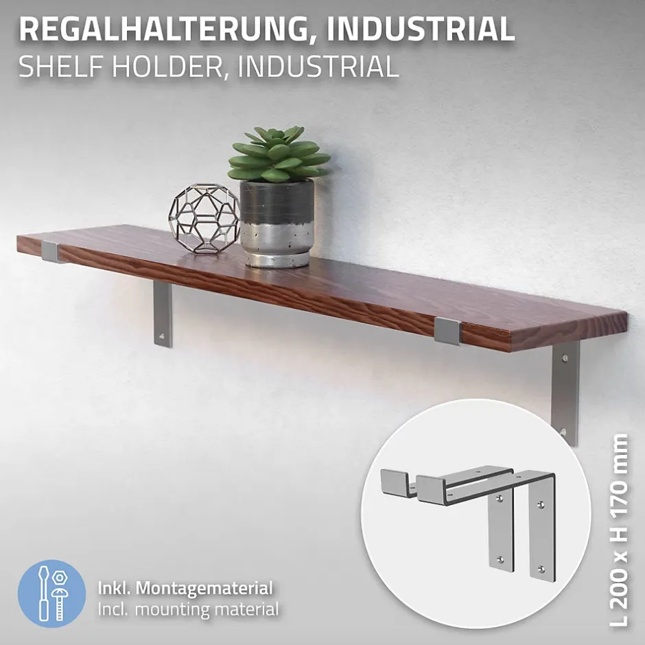 Lot de 4 équerre d'Etagere murale équerre fixation en métal gris-Ml-Design Best