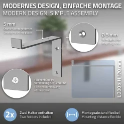 Lot de 4 équerre d'Etagere murale équerre fixation en métal gris-Ml-Design Best