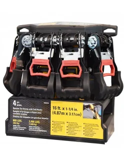 LOT DE 4 SANGLES D' ARRIMAGE A CLIQUET AVEC CROCHETS-Caterpillar Clearance