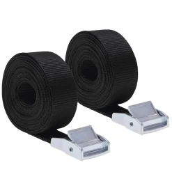 Lot de 2 sangles d'arrimage avec boucle - 25 mm x 5 m - Noir -^Linxor New