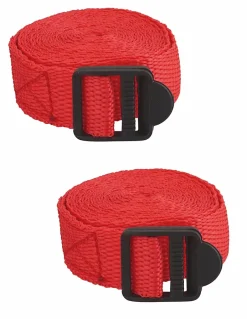 Lot de 2 sangles de serrage, 1.80m à boucle plastique, rouge --Thirard Outlet