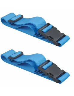 Lot de 2 sangles de serrage, 1.80m à boucle plastique, bleu --Thirard New