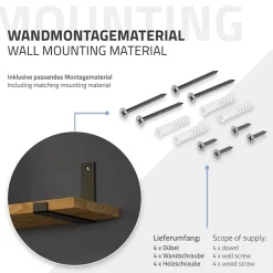 Lot de 4 support d'Etagere murale équerre fixation en métal noir-Ml-Design Hot