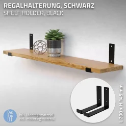 Lot de 4 support d'Etagere murale équerre fixation en métal noir-Ml-Design Hot