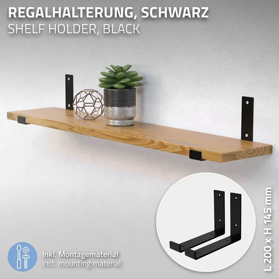 Lot de 4 support d'Etagere murale équerre fixation en métal noir-Ml-Design Hot