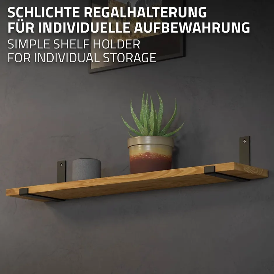 Lot de 2 support d'Etagere murale équerre fixation en métal noir^Ml-Design Hot